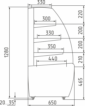 Витрина нейтральная Carboma K70 N 0,9-1 LIGHT 0012-0109