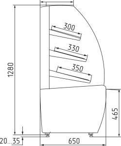 Витрина хлебная Carboma K70 N 1,3-2 LIGHT Bread 0011-9005 (без стекла)