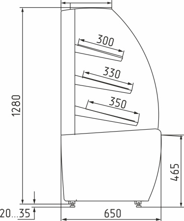 Витрина хлебная Carboma K70 N 1,3-1 LIGHT Bread 0012-0109 (со стеклом)