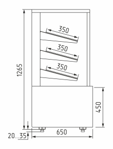 Витрина хлебная Carboma KC70 N 0,9-1 LIGHT Bread 9006-9005 (0,9 Cube ТЕХНО со стеклом)